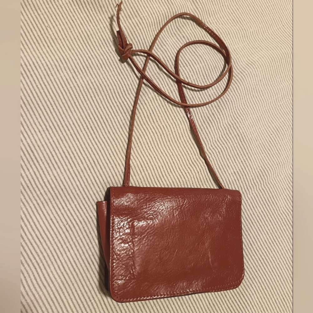 Vintage Brown Leather Crossbody Bag Made in Italy